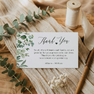 Tarjeta De Recepción Elegante Eucalyptus deja mesa Boda Gracias