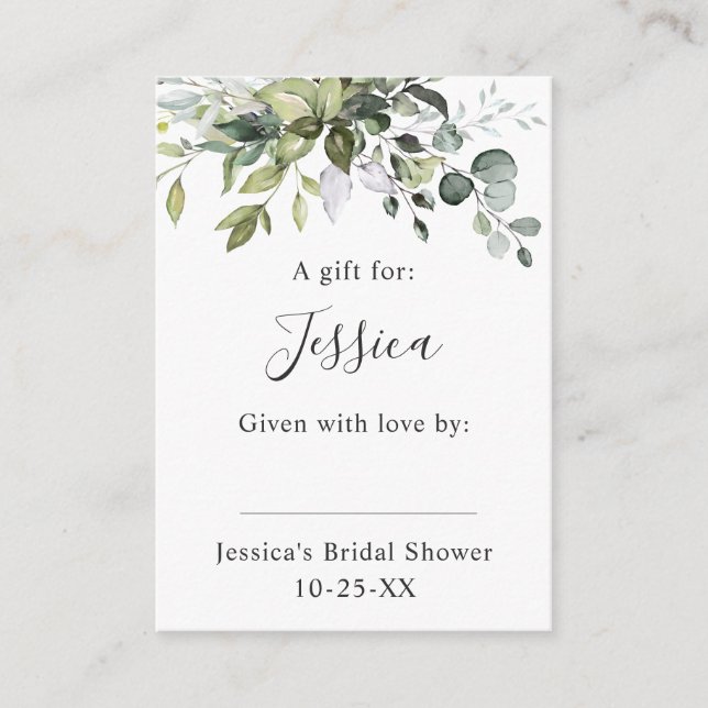 Tarjeta De Recepción Elegante Eucalyptus Gift Bridal SHOWER (Anverso)