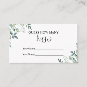 Tarjeta De Recepción Elegante Eucalyptus Greenery adivina cuántos besos