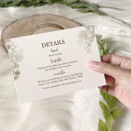 Tarjeta De Recepción Elegante Eucalyptus Greenery Boda Detalles