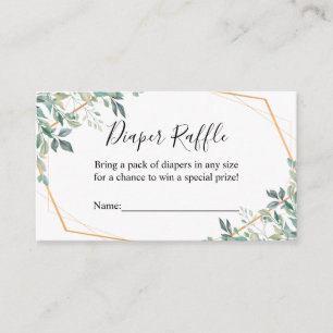 Tarjeta De Recepción Elegante Eucalyptus Greenery Diaper Raffle Ticket