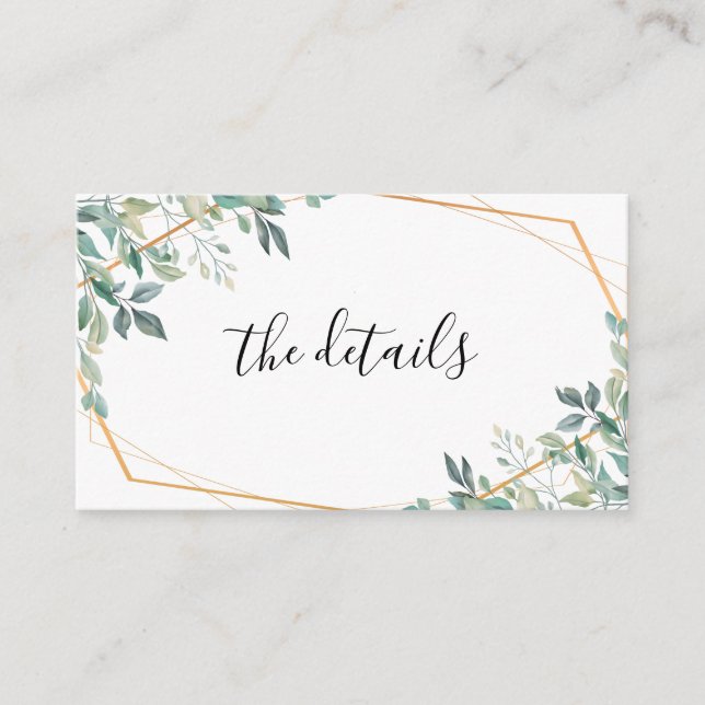 Tarjeta De Recepción Elegante Eucalyptus Greenery Gold Wedding RSVP (Anverso)