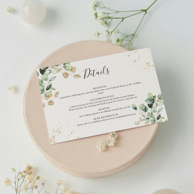 Tarjeta De Recepción Elegante Eucalyptus Greenery y Boda de Acentos de  (Subido por el creador)