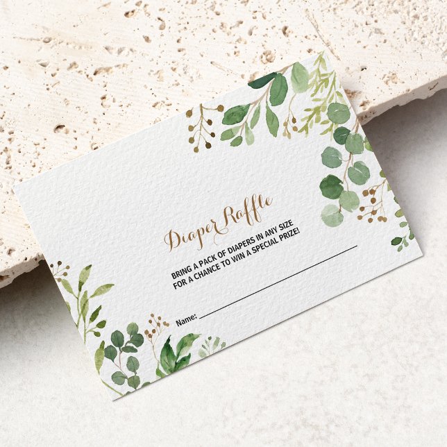 Tarjeta De Recepción Elegante Eucalyptus Leaf Greenery Diaper Raffle (Subido por el creador)