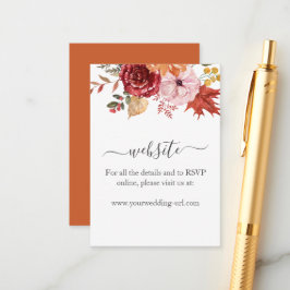 Tarjeta De Recepción Elegante Fall Leaves Autumn Boda Details Card