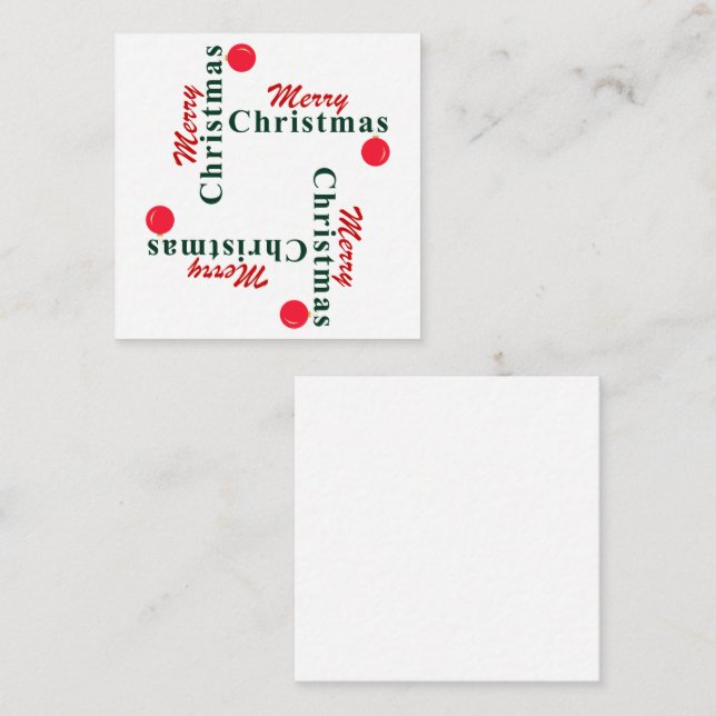 Tarjeta De Recepción Elegante Feliz Navidad Moderna, Ornamento Verde Ro (Anverso / Reverso)