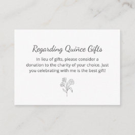 Tarjeta De Recepción Elegante Fiesta De Quinceañera Sobre Regalos