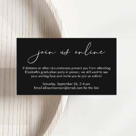 Tarjeta De Recepción Elegante fiesta virtual de graduación negra en lín