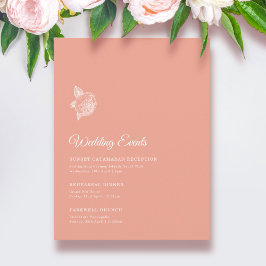 Tarjeta De Recepción Elegante fin de semana de Boda de flores de Peony