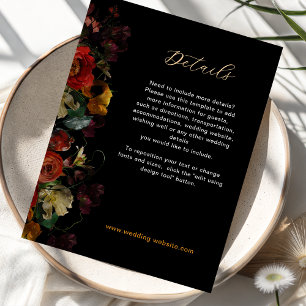 Tarjeta De Recepción Elegante flor morena oscura detalles bodas