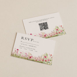 Tarjeta De Recepción Elegante Flor Silvestre Código QR de RSVP en Línea