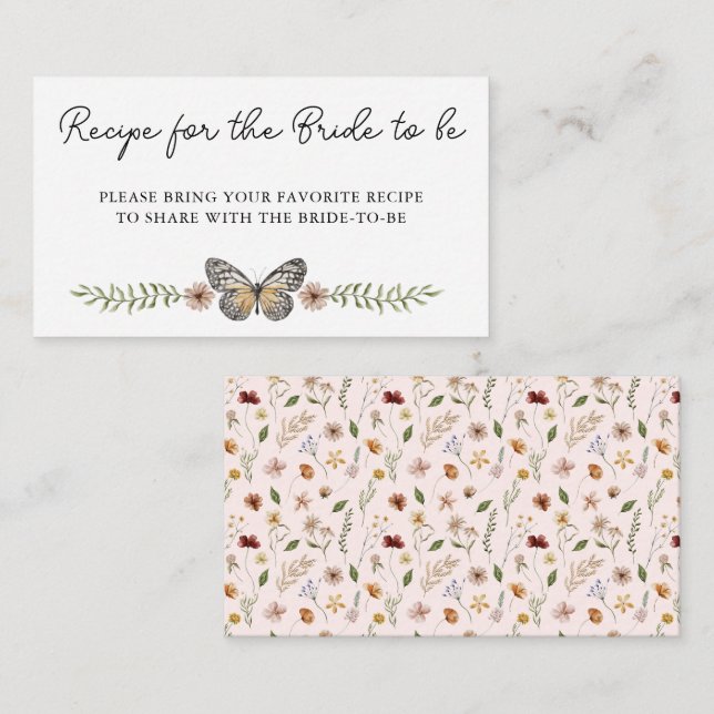 Tarjeta De Recepción Elegante Flor Silvestre Ducha Bridal Comparte Una  (Anverso / Reverso)