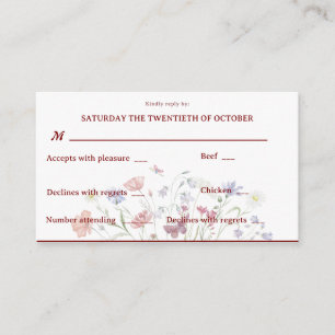 Tarjeta De Recepción Elegante Floral Acuarela de Primavera RSVP