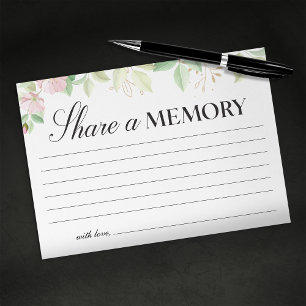 Tarjeta De Recepción Elegante Floral Comparte un Recuerdo Funeral