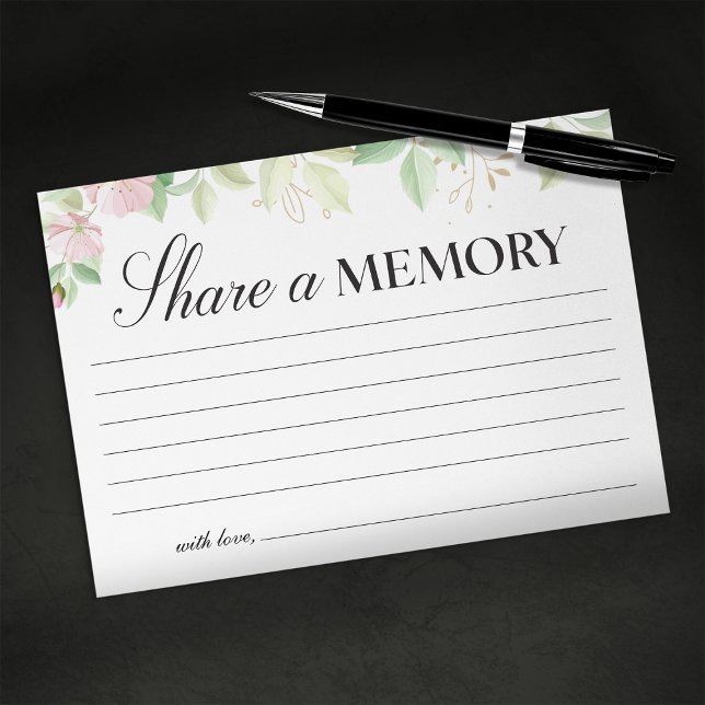 Tarjeta De Recepción Elegante Floral Compartir un funeral de memoria (Subido por el creador)