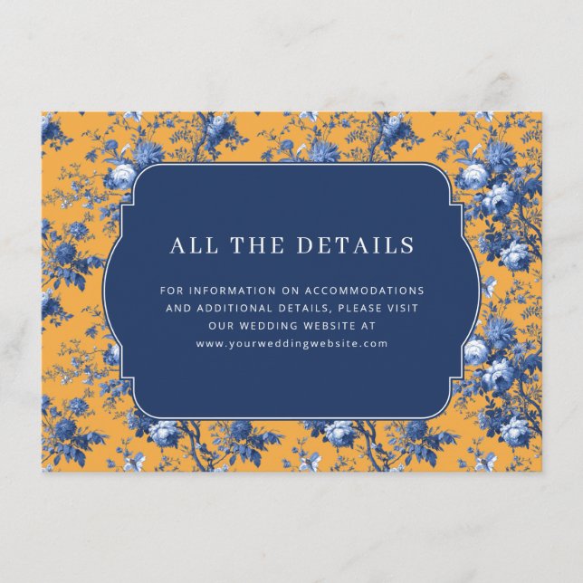 Tarjeta De Recepción Elegante Floral de Naranja (Anverso)