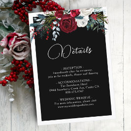 Tarjeta De Recepción Elegante floral de Navidad rosa boda festiva 