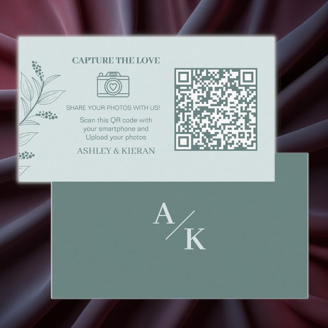 Tarjeta De Recepción Elegante Floral Moderno Boda Fotos código QR , (Subido por el creador)