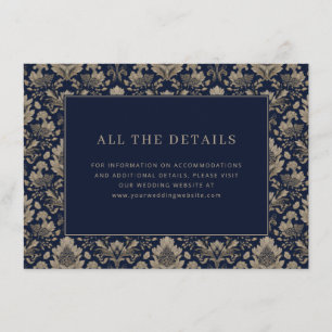 Tarjeta De Recepción Elegante floral navy