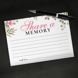 Tarjeta De Recepción Elegante Floral Rosa Comparte un Recuerdo