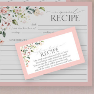 Tarjeta De Recepción Elegante Floral Rosa Por Favor Trae Una Receta