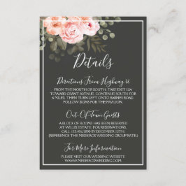 Tarjeta De Recepción Elegante Floral Rubor Detalles rosa / Direcciones