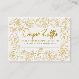 Tarjeta De Recepción Elegante Flores Baby Shower Diaper Raffle Card