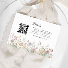 Tarjeta De Recepción Elegante Flores silvestres acuarela QR Detalles de