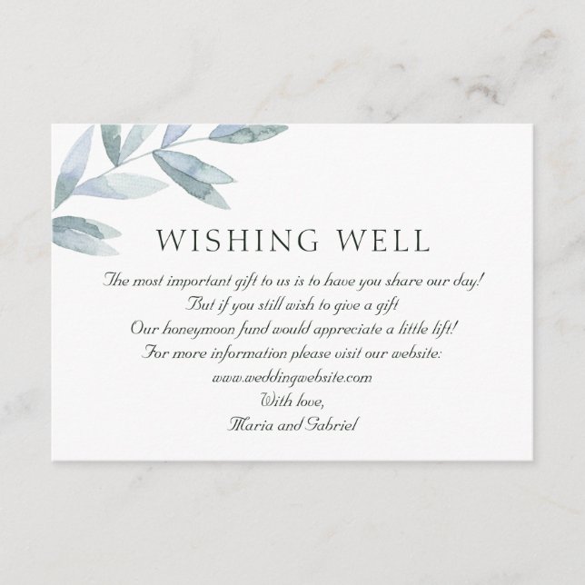 Tarjeta De Recepción Elegante follaje. Boda botánico que desea lo mejor (Anverso)