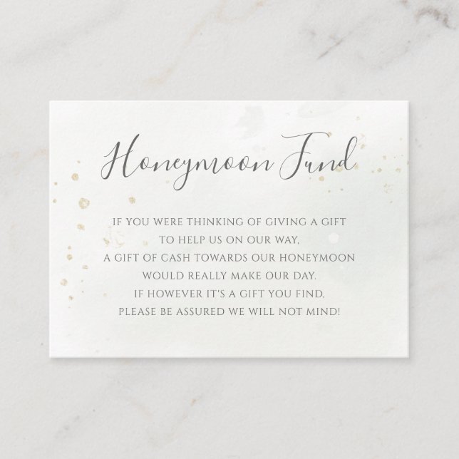 Tarjeta De Recepción Elegante Fondo Eucalyptus Greenery Gold Honeymoon (Anverso)