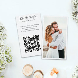 Tarjeta De Recepción Elegante foto de moda Código QR Gabinete RSVP onli