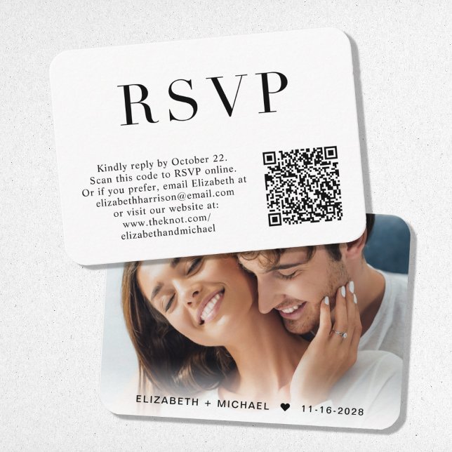 Tarjeta De Recepción Elegante foto QR Boda de código RSVP (Subido por el creador)