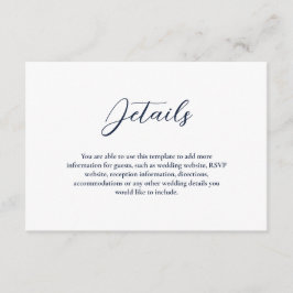 Tarjeta De Recepción Elegante gabinete de Boda simple azul y blanco de 