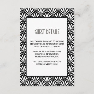 Tarjeta De Recepción Elegante Gatsby Art Deco Información de invitados 