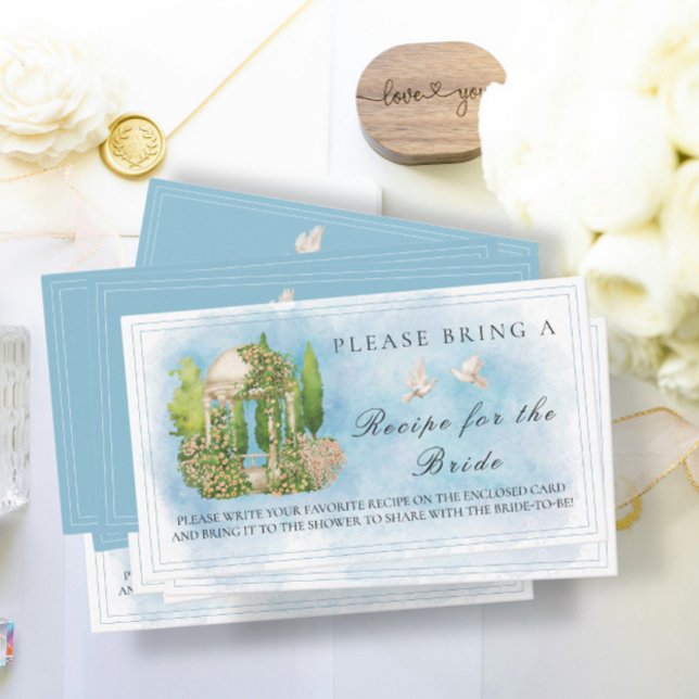 Tarjeta De Recepción Elegante Gazebo Doves Bridal Shower Receta (Subido por el creador)