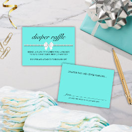 Tarjeta De Recepción Elegante Glam Tiffany Diaper Raffle Baby Shower