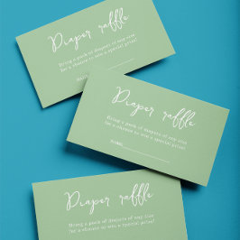 Tarjeta De Recepción Elegante Green Diaper Raffle Baby Shower
