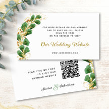 Elegante Greenery RSVP Boda sitio web código QR