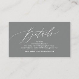Tarjeta De Recepción Elegante gris oscuro, detalles Bodas, RSVP en líne