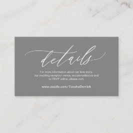 Tarjeta De Recepción Elegante gris oscuro, detalles Bodas, RSVP en líne