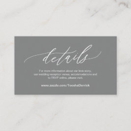 Tarjeta De Recepción Elegante gris oscuro, detalles Bodas, RSVP en líne