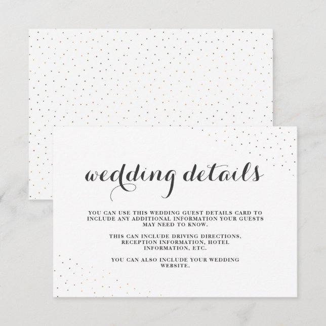 Tarjeta De Recepción Elegante gris y blanco con detalles Bodas de punto (Anverso / Reverso)