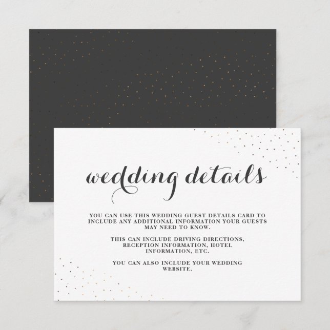 Tarjeta De Recepción Elegante gris y blanco con detalles Bodas de punto (Anverso / Reverso)