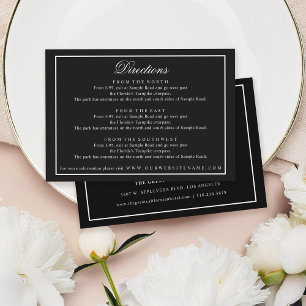 Tarjeta De Recepción Elegante guión blanco sobre gabinete Boda negro