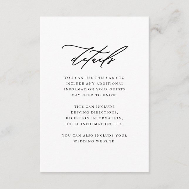Tarjeta De Recepción Elegante guión Borgoña Boda detalles de los invita (Anverso)