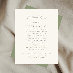 Tarjeta De Recepción Elegante Guión De Crema Verde Sage Formal El Boda