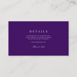 Tarjeta De Recepción Elegante guión de detalles de Boda blanco y morado