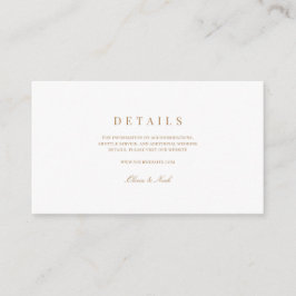 Tarjeta De Recepción Elegante guión de detalles del Boda dorado y blanc