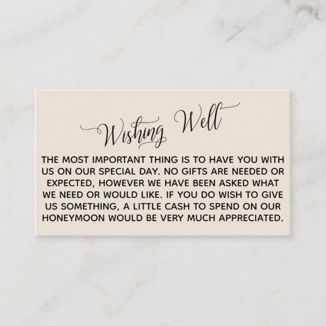Tarjeta De Recepción Elegante guión de luna de miel deseando lo mejor,  (Anverso)