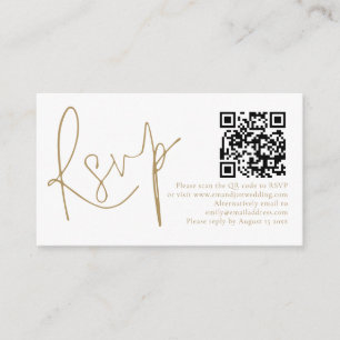 Tarjeta De Recepción Elegante guión dorado QR Boda de código RSVP